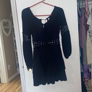 boutique little black long sleeve dress